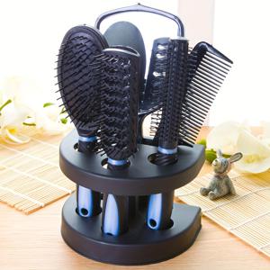 TEMU 5개 짜리 남녀 공용 전문 헤어 스타일링 세트, 두피 마사지, 엉킨 머리 풀기 브러쉬, 에어백 빗, 메이크업 거울, 무향, 일반 이완된 텍스처 머리카락용