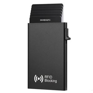 TEMU 사이드 푸시 방식의 금속 카드 홀더, 6장의 카드를 수납 가능, RFID 차단 기능으로 스키밍 방지, 남성용 초슬림 카드 클립, 보호 기능이 있는 카드 케이스, 팝업 기능, 초슬림 디자인, 금속 명함 케이스, 친구 선물용, 남성 선물용