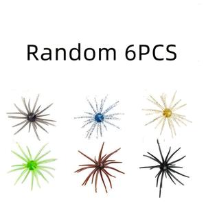 TEMU 랜덤 색상 6개, 루어 플로팅 성게 소프트 베이트 소프트 웜 루어 인공 미끼 바다 낚시 블랙 핏 와일드 낚시 물고지렁이 공 베이트