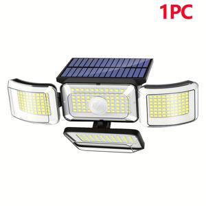 TEMU 1/2개 태양광 실외등 (288 LED), 모션 센서등, 태양광 보안 , 3가지 조명 모드 벽 조명, 야외 조명 황혼에서 새벽까지, 4구 태양광 투광등, 파티오, 차고, 현관, 마당, 통로, 실외 입구용