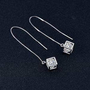 TEMU 925 스테인리스 실버 0.5카트 * 2 모이사나이트 매직 큐브 이지 라인 남녀 공용 귀걸이, 웨딩, 약혼, 프로포즈, 데일리, 파티, 데이트, 휴가, 발렌타인데이, 어버이날, 아버지의 날, 생일, 기념일 선물로 적합
