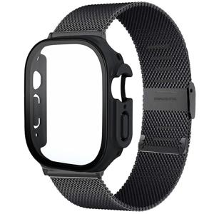 TEMU Apple Watch 38mm 40mm 41mm 42mm 44mm 45mm 46mm 49mm용 밀라네즈 루프 밴드 + 강화유리 케이스, 조절식 메탈 스트랩 및 충격 방지 스크래치 방지 화면 보호 필름 커버, iWatch 시리즈 11 10 6 5 4 SE2 3 Ultra2 3용