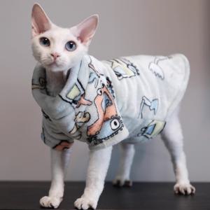 TEMU 따뜻한 산호 벨벳 털 없는 고양이 옷 겨울 스피닉스 조끼 터틀넥 아기 고양이 옷 강아지 코스튬 애완 동물 용품 Gatitos