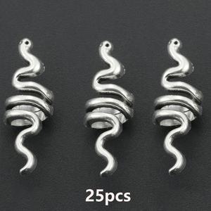 TEMU 25개 뱀 모양 스페이서 비즈, 합금 동물 테마 루스 비즈, 큰 구멍 장식 비즈, 분리 비즈, 펜던트 스페이서, 비즈 스페이서, 스트링용 엔드 캡, 수제 팔찌, 목걸이, 귀걸이, 발 장식에 적합