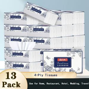 TEMU 울트라 소프트 티슈 페이퍼 총 13팩 3250매, 팩당 250매, 고품질 페이셜 티슈 페이퍼, 가정 및 식사용 일회용 냅킨, 가정, 호텔, 여행, 자동차용으로 적합, 휴대 간편