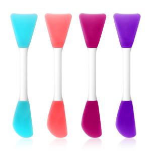 TEMU 실리콘 페이스 마스크 어플리케이터 4개입 양방향 마스크 브러쉬, 얼굴 마스크 물감 혼합용 스파투라, 부드러운 메이크업 뷰티 브러쉬 도구 (스킨 크림, 로션, 젤, 화장품 파운데이션용), 색상 랜덤