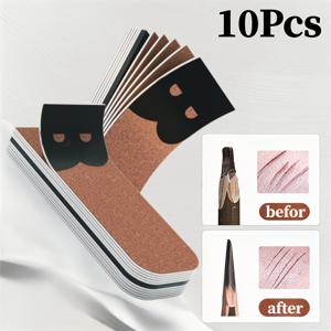 TEMU 10개 휴대용 눈썹 연필깎이 종이 - 연마된 모래 종이 질감으로 덧칠을 빠르게 할 수 있는 연필 끝을 연마하는 필수 도구, 메이크업 파우치에 필수적으로 들어가는 아이템