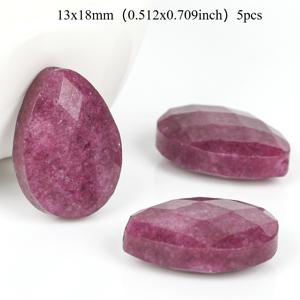 TEMU 13X18mm 천연석 보라색 가넷 스트레이트홀 파체드 물방울 비즈 5개입, 주얼리 제작 팔찌 목걸이 장식용