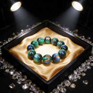 TEMU 20mm 그린 시윌로 철나무 화석 비즈 팔찌/발찌 - 스타일, 부와 품위, 평화, 행복을 상징하는 릴렉스 비즈 차량 펜던트 팔찌 발찌. 새해, 설날, 할로윈, 크리스마스, 부활절, 하누카, 추수감사절, 가족 장식에 적합. 천연석/대형 불교 기도 비즈 스트레치 팔찌 - 다목적 휴일 선물, 주얼리 액세서리