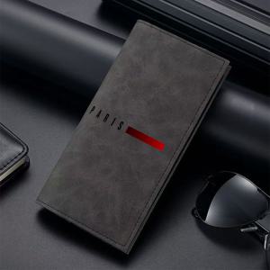 TEMU 패턴 디자인 레드 라인 블랙 무늬가 있는 인조 가죽 롱 지갑 1개, 다중 카드 슬롯 및 대용량, 브라운 블랙 그레이 다크 그레이 색상 제공, 비즈니스 캐주얼 스타일의 부드러운 인조 가죽과 패셔너블한 색상, 일상 사용에 이상적이며 아버지의 날, 부활절, 성 패트릭의 날에 친구, 가족, 연인을 위한 완벽한 선물
