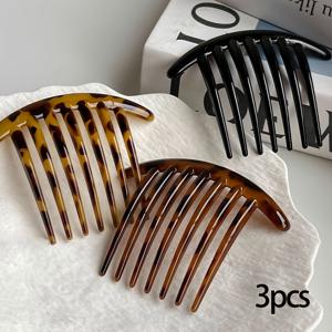 TEMU 여성용 프린트 7갈래 헤어 빗 3개 세트, 게으른 번, 업스타일, 번머리 & 땋은 머리에 적합 - 즉각적인 볼륨 & 손쉬운 헤어 스타일링 도구, 포니테일, 반올림 헤어스타일용 퀵 번메이커