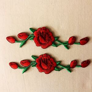 TEMU 2개 빨간 장미 꽃 자수 아플리케 패치 자수 다리미 패치, 청바지 재킷 모자 가방용