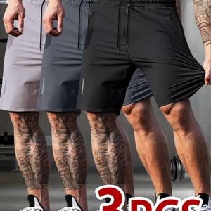 TEMU 남성용 지퍼 포켓 드로스트링 반바지, 피트니스, 트레이닝, 사이클링, 아웃도어 하이킹, 수영용, 편안한 반바지, 달리기용, 속건성, 시원함, 통기성, 땀 흡수성, 신축성 있는 반바지, 여름 데일리웨어