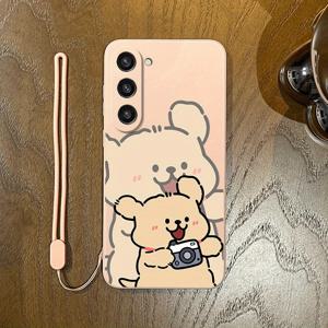TEMU 폰 케이스: 삼성 갤럭시 S25울트라/S25+/S25/S24울트라/S24플러스/S24/S23울트라/S23플러스/S23/S22울트라/S21플러스/S20플러스/S20FE5G/노트10+/노트20울트라용 귀여운 카툰 카메라 강아지 디자인 + 핸드 스트랩