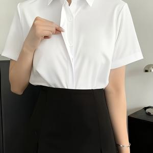 TEMU 플러스 사이즈 - 플러스 사이즈 - 클래식 단색 반팔 비즈니스 작업 셔츠