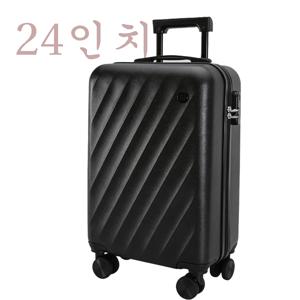 TEMU 초경량 캐리어 24인치 대용량 ABS+PC 내구성 360°조용한 바퀴 (광택 블랙) [3년 무상 AS 보증]