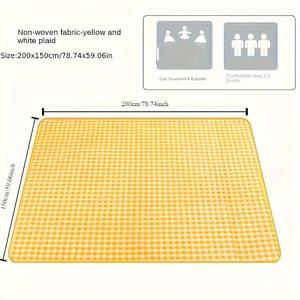 TEMU 78.74 X 59.06 인치 대형 사이즈 접이식 피크닉 담요 경량 휴대용 노란색 체크무늬 야외 매트, 피크닉 해변 캠핑 공원 레저 여행 및 가족 야외 모임용, 비식품 직접 접촉용