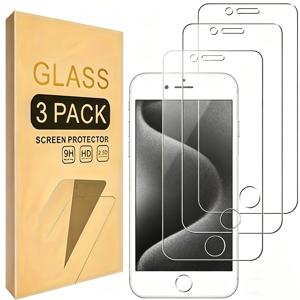 TEMU Apple iPhone SE 3, SE2, iPhone 8, iPhone 7, iPhone 6S/6 호환 4.7인치 고품질 강화유리 스크래치 방지 화면 보호 필름, 높은 선명도, 민감한 터치 반응, 휴대폰 케이스 호환, 3개 세트