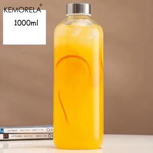 TEMU KEMORELA 붕규산 유리 병 - 재사용 가능, 누수 방지, 내열성; 여행 및 다양한 음료(주스, 스무디, 콩차, 케피르, 차 등)의 보관에 이상적이며 냉장 보관에 안전