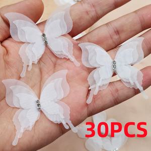 TEMU 30개 미니 오간자 나비, 3D 시뮬레이션 파스텔 나비 장식, 공예, 머리 장식, 사진 소품 및 장식에 적합, 결혼식, 브라이덜 체어, 선물 포장, 스크랩북 및 드레스, 셔츠 장식에 완벽