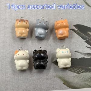 TEMU 14개 랜덤 스타일 서 있는 고양이 펜던트, DIY 주얼리 제작용, 팔찌, 목걸이용 - 초보자와 전문가를 위한 완벽한 핸드메이드 선물 - 주얼리 액세서리 참