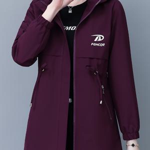 TEMU 여성용 봄/가을 리버서블 트렌치 코트, 패션 캐주얼 재킷, 중년 여성을 위한 트렌디한 트렌치 코트