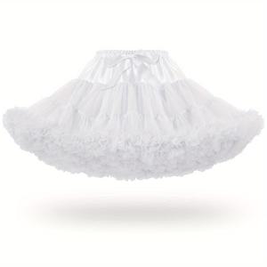 TEMU 여성용 시폰 하트 탄력 허리 탱크탑 파티 코스프레 페티코트 멀티 레이어 플러피 튜튜 스커트