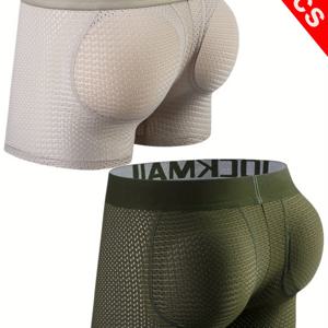 TEMU JOCKMAIL 남성용 트렁크 속옷 2개입, 엉덩이 패딩 탈부착 가능, 통기성 좋은 메쉬 소재로 엉덩이 윤곽 강화