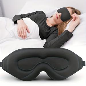 TEMU 수면 안대 1개, 다양한 머리 모양에 맞게 조절 가능한 스트랩이 있는 3D 딥 컨투어 아이마스크, 남녀공용 빛을 차단하는 범용 안대, 100% 암막 부드럽고 편안한 안대, 야간 근무, 여행, 요가, 낮잠용, 블랙, 침실, 여행, 사무실, 학교, 신학기 준비물용