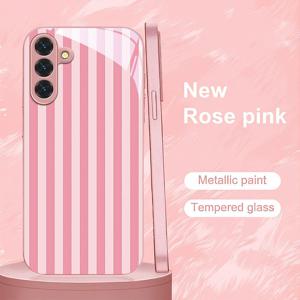 TEMU 휴대폰 케이스 - 세로 핑크 패턴 휴대폰 케이스, 갤럭시 S9+/S10/S20+/S20 울트라/S21 5G/S21+/S22/S23 플러스/S24 플러스/S25/S25 엣지/노트 9/노트 10/노트 10+/노트 20/노트 20 울트라에 적합, 낙하 방지 강화 유리 보호 커버