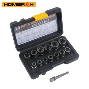 TEMU HOMEFISH 14pcs 임팩트 볼트 & 너트 리무버 세트 Cr-Mo 볼트 추출기 도구 세트 (산업용), 견고한 보관 케이스 포함