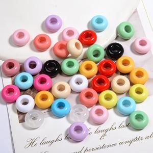 TEMU 장식용 구슬 58개, 12mm/14mm 혼합 색상 아크릴 휠 비즈, 납작한 둥근 주판 구슬, DIY 팔찌, 구슬펜, 목걸이, 가방 고리 및 기타 주얼리 액세서리용 큰 구멍 스페이서 비즈