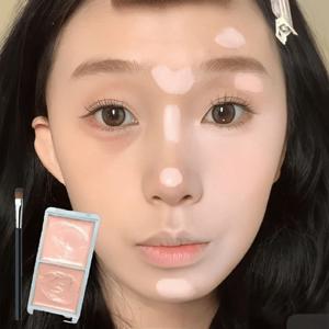 TEMU 얼굴 꺼진얼굴보정 핑크 듀얼 컬러 컨실러 리프팅 팔레트 하이라이터 얼굴 컨실러 다크서클 컨실러