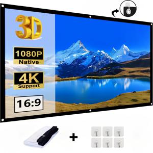 TEMU 후크가 장착되어 있습니다, 1개 72인치 HD 프로젝터 스크린, 1개 접이식 및 주름 방지 휴대용 프로젝터 스크린, 가정용 홈 시어터 실내 및 실외 영화 스크린에 적합, 휴대용 접이식 프로젝션 스크린, 휴대용 영화관, 컴팩트 디자인