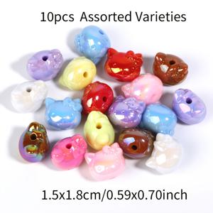TEMU 15x18mm 랜덤 색상 아크릴 코팅 수직 구멍 비즈 10개, 주얼리 DIY 공예용재료, 커플 팔찌, 목걸이, 귀걸이, 가방 체인, 휴대폰 고리, 크리스마스, 국왕의 날 선물, 형제 및 절친 선물, 필통 고리, 벽 장식, 생일 선물 액세서리 및 공예용품
