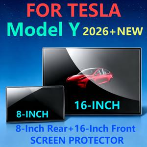 TEMU 2025-2026년형 Tesla Model Y 16인치 (15.4인치 제외) 중앙 컨트롤 내비게이션 스크린 + 후방 8인치 에어컨 스크린 보호 필름, 나노 필름 2개입, 지문 방지, 스크래치 방지, 2개/1세트