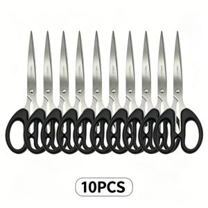 TEMU 10개 세트, 15.5cm 스테인리스 스틸 사무용 가위, 미끄럼 방지 플라스틱 손잡이가 있는 날카로운 직선형 날, 가정, 학생, 공예 문구용