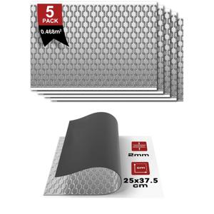 TEMU 자동차 부틸 방음 자체 접착 매트 1/5개, 2mm 80mil 시트, 자동차 캠핑카 밴 트렁크 도어 바닥 천장용 소음 감쇠 소음 차단재
