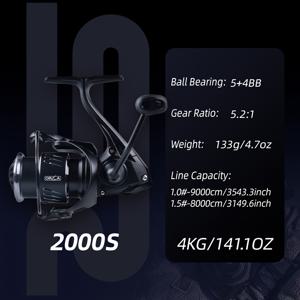 TEMU FISHINGFANS 800S 1000S 1500S 2000S 2500S 경량 스피닝 릴 드래그 파워 4Kg 카본 파이버 스피닝 릴 바닷물 담수