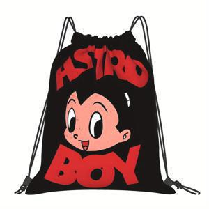 TEMU 2D 평면 로봇 애니메이션 드로스트링 쇼핑백, 식료품 및 일상용 - 애니메이션 로봇 프린트 나일론 옥스포드 원단, 다색 토트백, 이우산 애니메이션 팬을 위한 선물