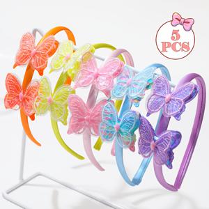 TEMU 새로운 컬러풀 스팽글 리본 헤어밴드 5개 세트, 달콤한 헤어 프레싱 미끄럼 방지 헤어밴드, 일상 외출 및 휴일 파티용