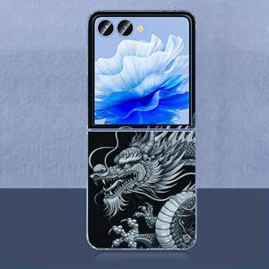 TEMU 휴대폰 케이스 - 삼성 갤럭시 Z Flip 7 5G, 6, 5, 4, 3 용 케이스 - 현실적인 드래곤 디자인의 부드러운 투명 폰 커버