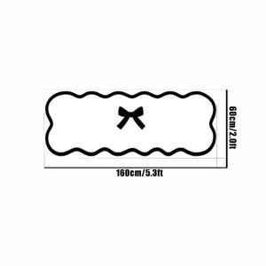 TEMU 프렌치 로맨틱 크리에이티브 흑백 리본 프린트 거실 카펫 1개, 10mm 두께 고급 인조 캐시미어, 점박이 플라스틱 미끄럼 방지 뒷면, 고급 가정 장식, 드레스룸, 소파, 커피 테이블 매트, 트렌디한 컬러 블록 디자인, 침실 침대 옆 러그