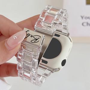 TEMU [맞춤 제작] 이름 각인 2개 세트 여름 스타일리시 클리어 캔디 컬러 수지 스트랩 + TPU 케이스, Apple Watch 11 10 Ultra 6 SE 5 4용, 귀여운 남성 여성용 밴드, iWatch 41mm 46mm 49mm 45 40 42 44 38