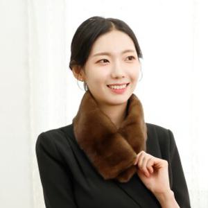 우진모피(WJ) 휘메일 양면 진한브라운 밍크머플러 국내제작(WMF102) 국내생산 본사직영