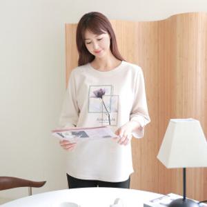 드리다 여성 봄 여름 플라워 프린팅 빅사이즈 7부 면 티셔츠 40-50대 미시 중년여성 엄마옷 하객 모임 출근