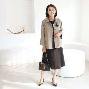 J31782 숀 통소매 둥근카라 정장자켓 60대 엄마옷