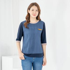 엄마옷 티셔츠 반팔 라운드 배색 6RTY03267 중년여성/50대/60대/70대/마담/빅사이즈/할머니옷/여자
