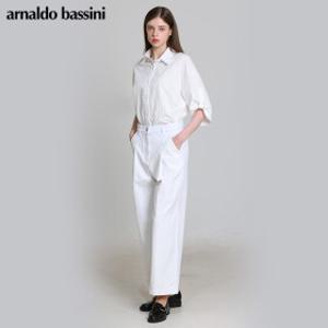 [아날도바시니(ARNALDO BASSINI)] 화이트 원턱 와이드데님 (택가격: 178000원)