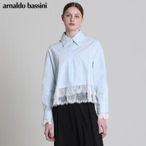 [아날도바시니(ARNALDO BASSINI)] 레이스배색 코튼카라 셔츠 (택가격: 158000원)